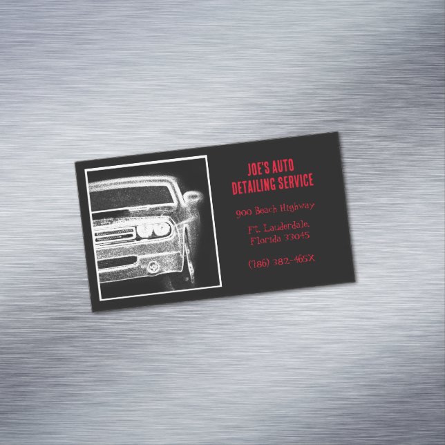 American Muscle Car Black and White Automotive  Business Card Magnet (In Situ)
