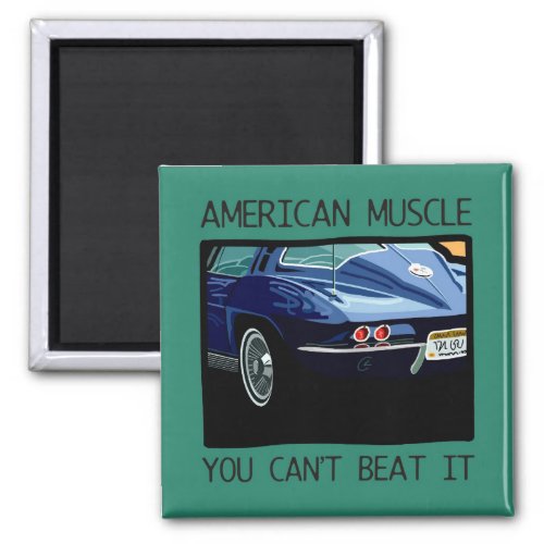 American muscle car classic and vintage blue V8 Magnet