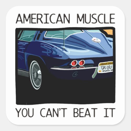 American muscle car classic and vintage blue V8 Square Sticker