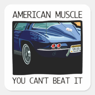 American muscle car, classic and vintage blue V8 Square Sticker