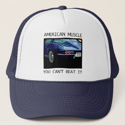 American muscle car, classic and vintage blue V8 Trucker Hat
