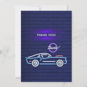 American Muscle Car Neon Birthday Thank You Card