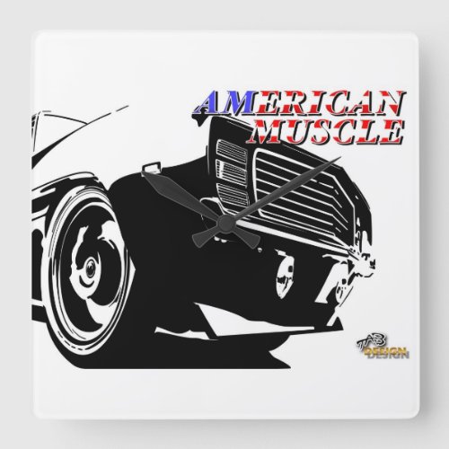 American muscle car square wall clock