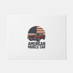 American Muscle Car Vintage Flag Shirt Design_1 Doormat