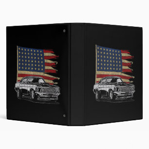 American Muscle Sports Car Muscle Car Flag 3 Ring Binder