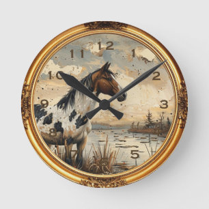 American Mustang Wild Horse Western Wall Clock