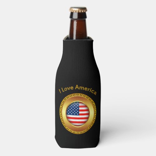 American nation flag with a gold frame bottle cooler