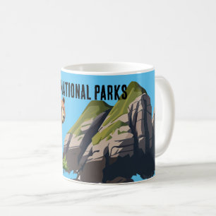 American National Park Brown Bear Pine Tree Coffee Mug