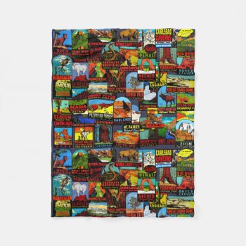 American National Parks Vintage Decal Bomb Fleece Blanket by 74hilda74 at Zazzle