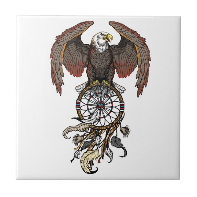 American native indians dreamcatcher ceramic tile (Front)