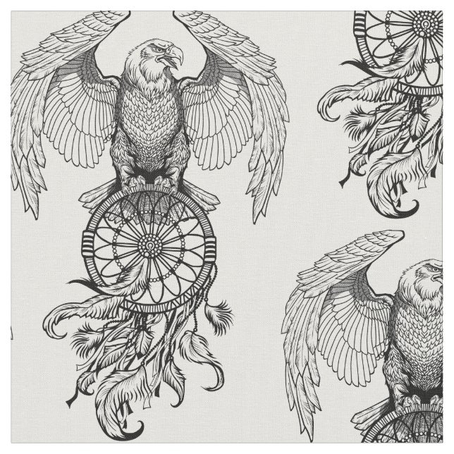 American native indians dreamcatcher fabric (Close Up)