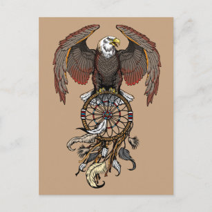 American native indians dreamcatcher postcard