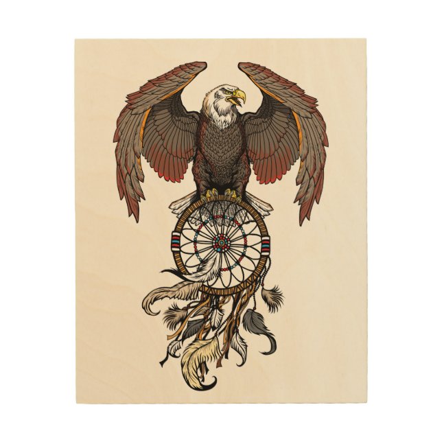 American native indians dreamcatcher wood wall art (Front)
