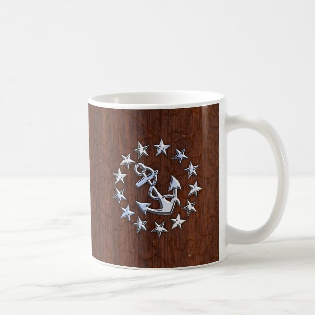 American Nautical Yacht Flag Anchor Decor Coffee Mug (Right)