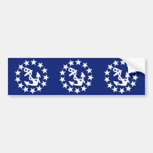 American Nautical Yacht Flag Anchor Stars Blue Bumper Sticker