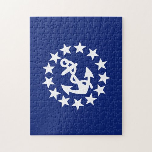 American Nautical Yacht Flag Anchor Stars Blue Jigsaw Puzzle