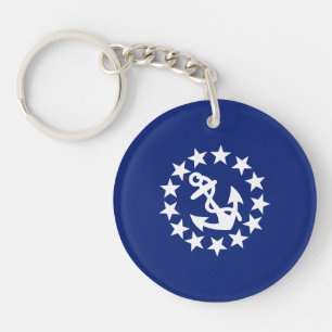 American Nautical Yacht Flag Anchor Stars Blue Keychain