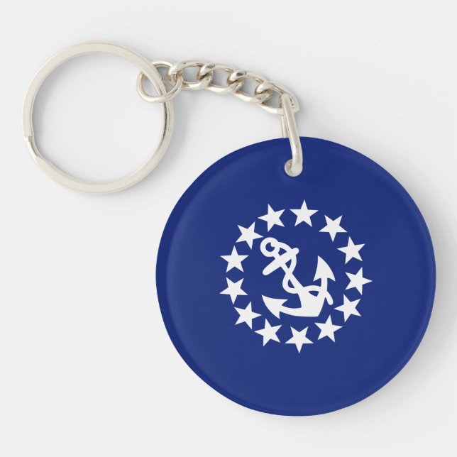 American Nautical Yacht Flag Anchor Stars Blue Keychain (Front)