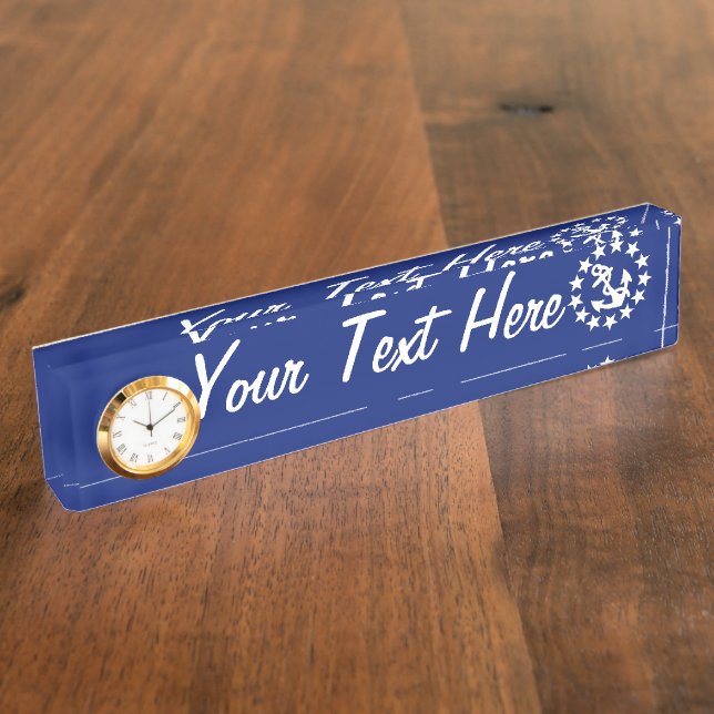American Nautical Yacht Flag Navy Blue Decor Nameplate (Side)