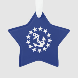 American Nautical Yacht Flag Navy Blue Decor Ornament