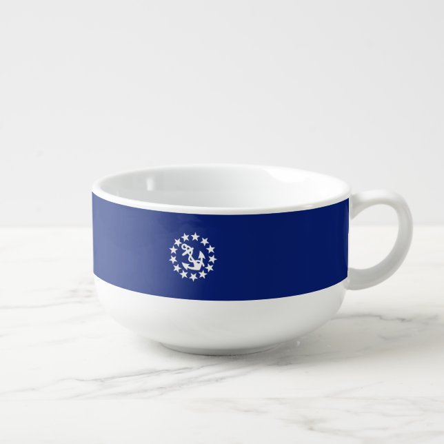 American Nautical Yacht Flag Navy Blue Decor Soup Mug (Left)