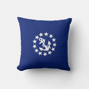 American Nautical Yacht Flag Navy Blue Decor Throw Pillow
