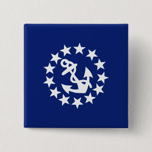 American Nautical Yacht Flag on Navy Blue Pinback Button