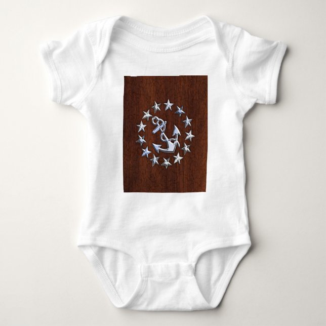 American Nautical Yacht Flag Wet Look Baby Bodysuit (Front)