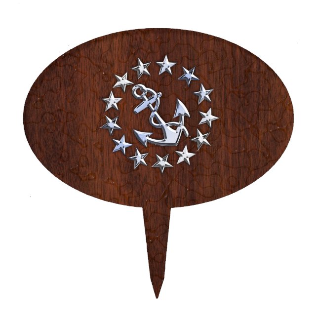 American Nautical Yacht Flag Wet Look Cake Topper (Front)