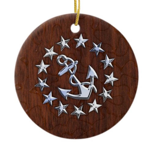 American Nautical Yacht Flag Wet Look Ceramic Ornament