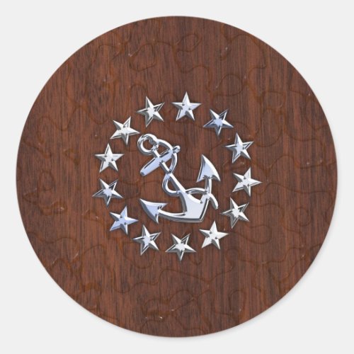 American Nautical Yacht Flag Wet Look Classic Round Sticker