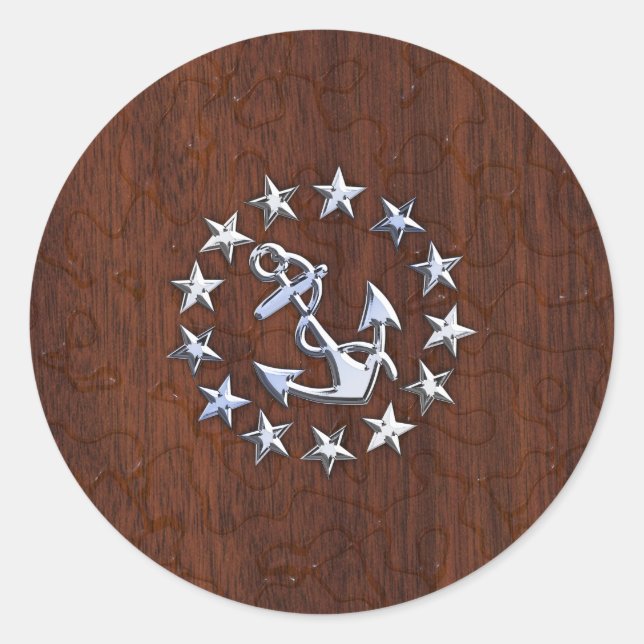 American Nautical Yacht Flag Wet Look Classic Round Sticker (Front)