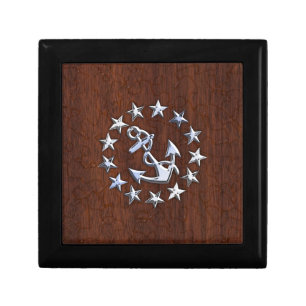 American Nautical Yacht Flag Wet Look Jewelry Box