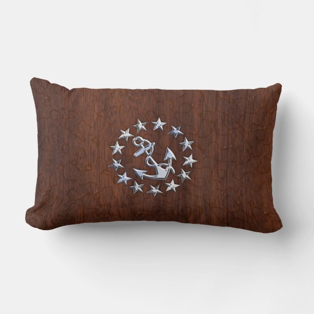 American Nautical Yacht Flag Wet Look Lumbar Pillow (Front)