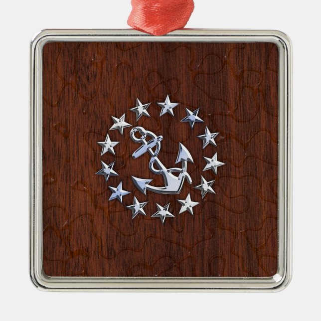 American Nautical Yacht Flag Wet Look Metal Ornament (Front)