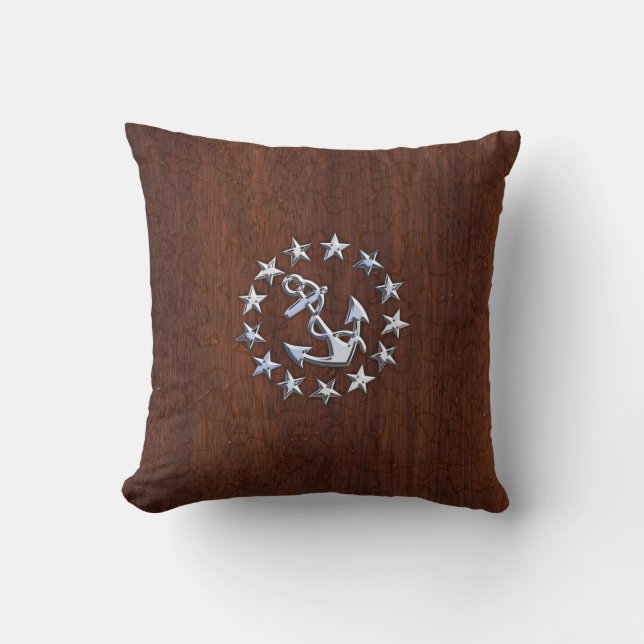 American Nautical Yacht Flag Wet Look Throw Pillow (Front)