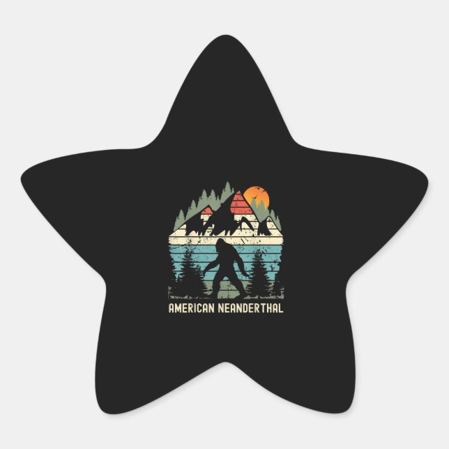 American Neanderthal American Hiking Funny Star Sticker (Front)