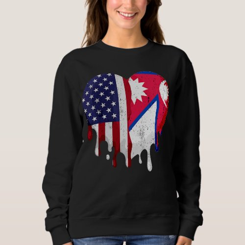 American Nepalese Heritage Month Nepal Flag Heart Sweatshirt