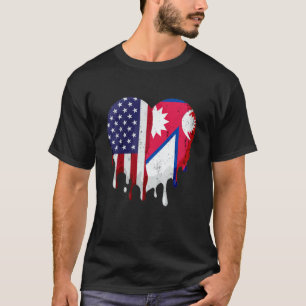 American Nepalese Heritage Month Nepal Flag Heart T-Shirt