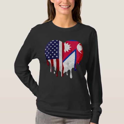 American Nepalese Heritage Month Nepal Flag Heart T_Shirt