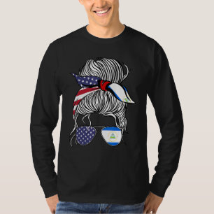 American Nicaraguan Patriot Flag Women Girl Nicara T-Shirt