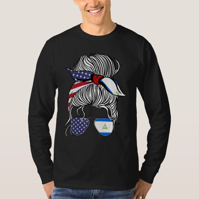 American Nicaraguan Patriot Flag Women Girl Nicara T-Shirt (Front)