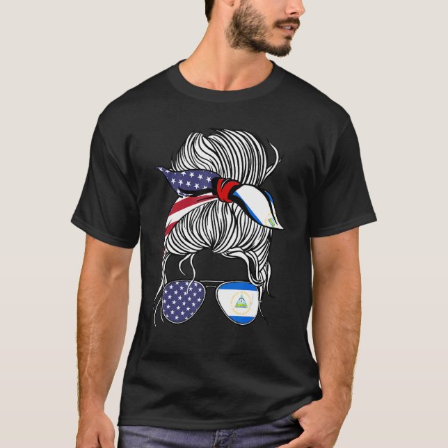 American Nicaraguan Patriot Flag Women Girl Nicara T-Shirt (Front)