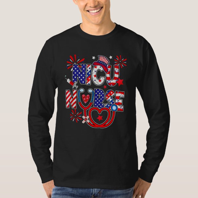 American NICU Nurse 4th Of July Nurse Life T-Shirt (Front)