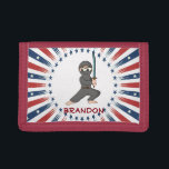 American Ninja Design Wallet<br><div class="desc">Patriotic American-Colors Ninja Design Wallet with customizable personalization.  For no personalization,  delete sample text and leave blank.</div>