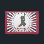American Ninja Design Wallet<br><div class="desc">Patriotic American-Colors Ninja Design Wallet with customizable personalization.  For no personalization,  delete sample text and leave blank.</div>