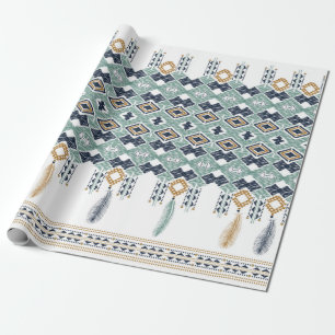 American north indian geometry seamless border. Na Wrapping Paper