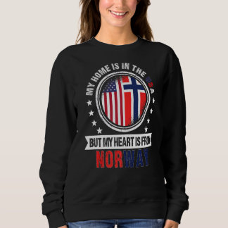 American Norwegian Flag Heart from Norway American Sweatshirt
