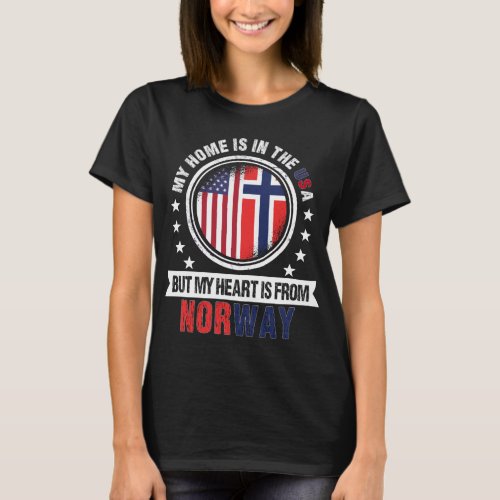 American Norwegian Flag Heart from Norway Patriot T_Shirt