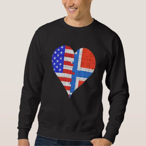 American Norwegian Flag Heart Sweatshirt